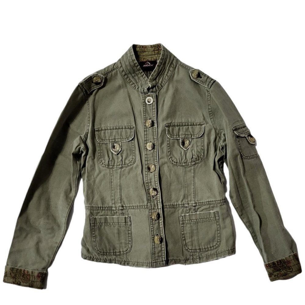 𝅺JORDACHE Denim Jean Jacket Size M 7/9 Juniors Green